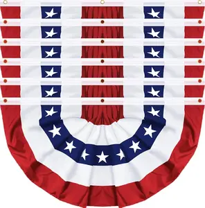 Lightweight 4-Pack 3x6 FT American Bunting Flag Set, USA Pleated Fan Banners, 4th of July Accessories for Outdoor Patriotic Decor (Memorial Day, Independence Day)