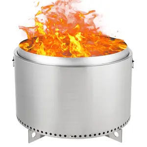 GARVEE 27" Smokeless Fire Pit - Wood Burning, Portable Stainless Steel, Air Switch, Removable Stand & Ash Pan, Stove Hook, for Camping & Patio
