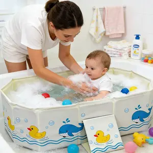 No-Install Foldable Baby Bathtub, Quick Setup & Easy Clean Toddler Bath Tub, Portable Baby Bath Basin, Portable Travel Bathtub, 78cm*24cm*42cm