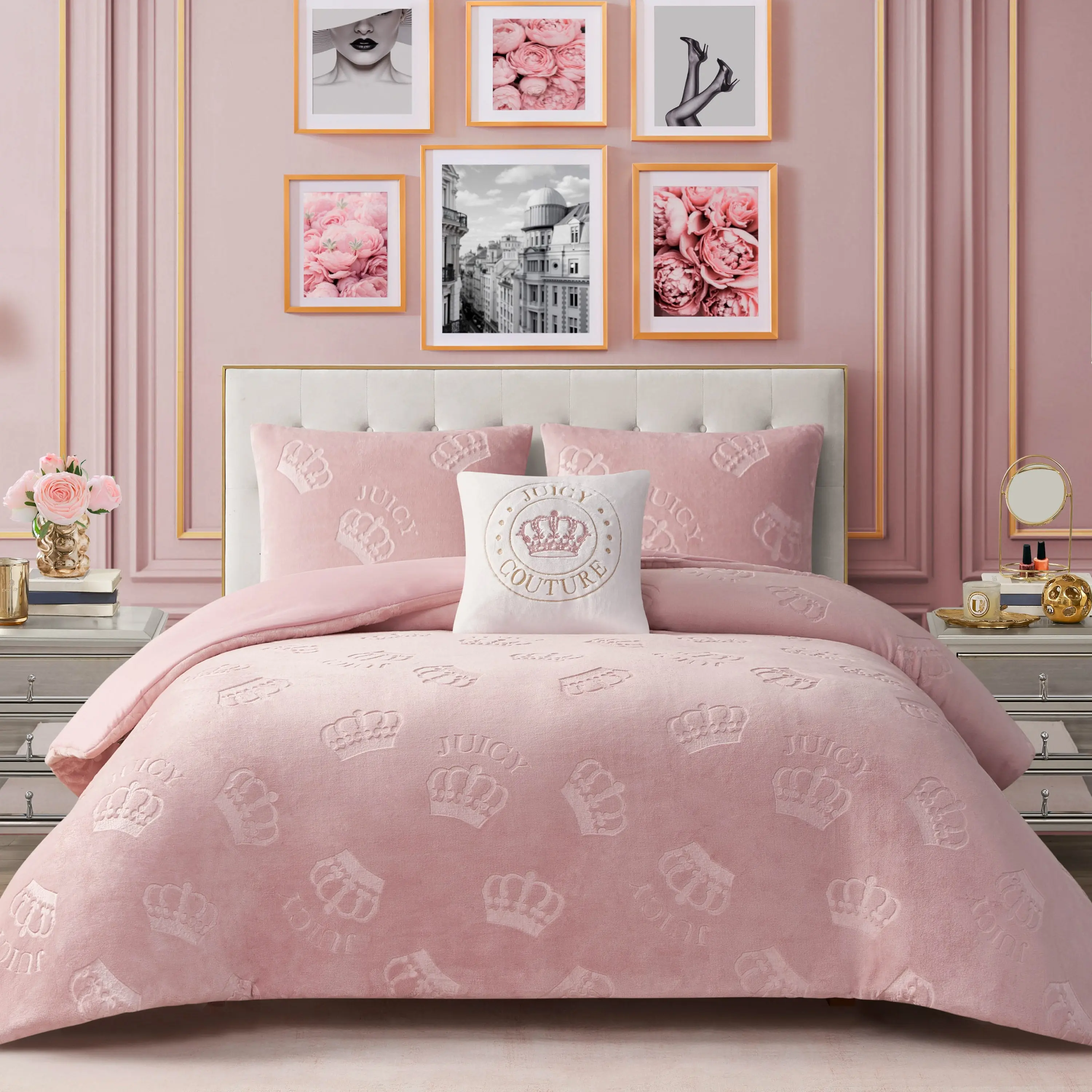 Embossed Plush Crown Comforter Set