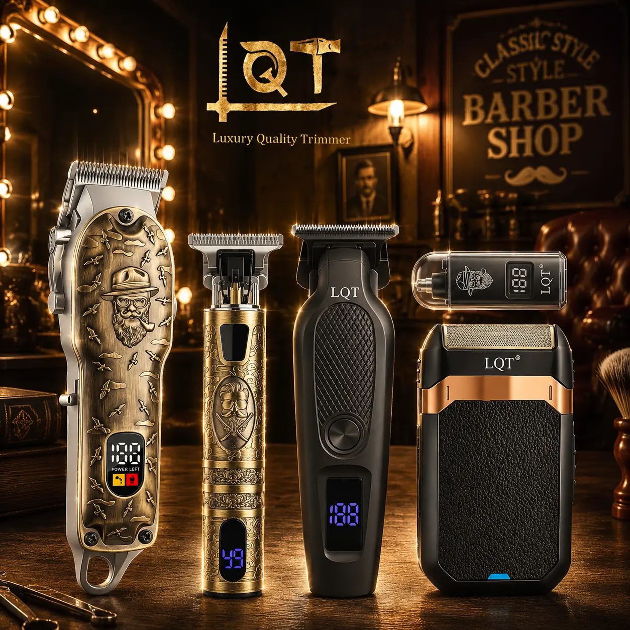 Men's Luxury 5-in-1 Rechargeable Cordless Grooming Kit - Hair Clipper, Beard Shaver, Nose Hair Trimmer, Body Trimmer, LED Display, Carbon Fiber, Stainless Steel Brush, Barber Equipment, Gift for Daily Use,back to school,back to school haul
