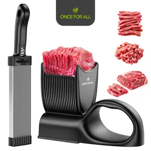 【ONCE FOR ALL 】Home Use Stainless Steel Meat Slicer Bone Chopper Set | Manual Beef Mutton Slicer Shredder with Suction Base, Fruit Thin Slicer Kitchen Utensils for Hot Pot BBQ Fresh Precision outdoorfun
