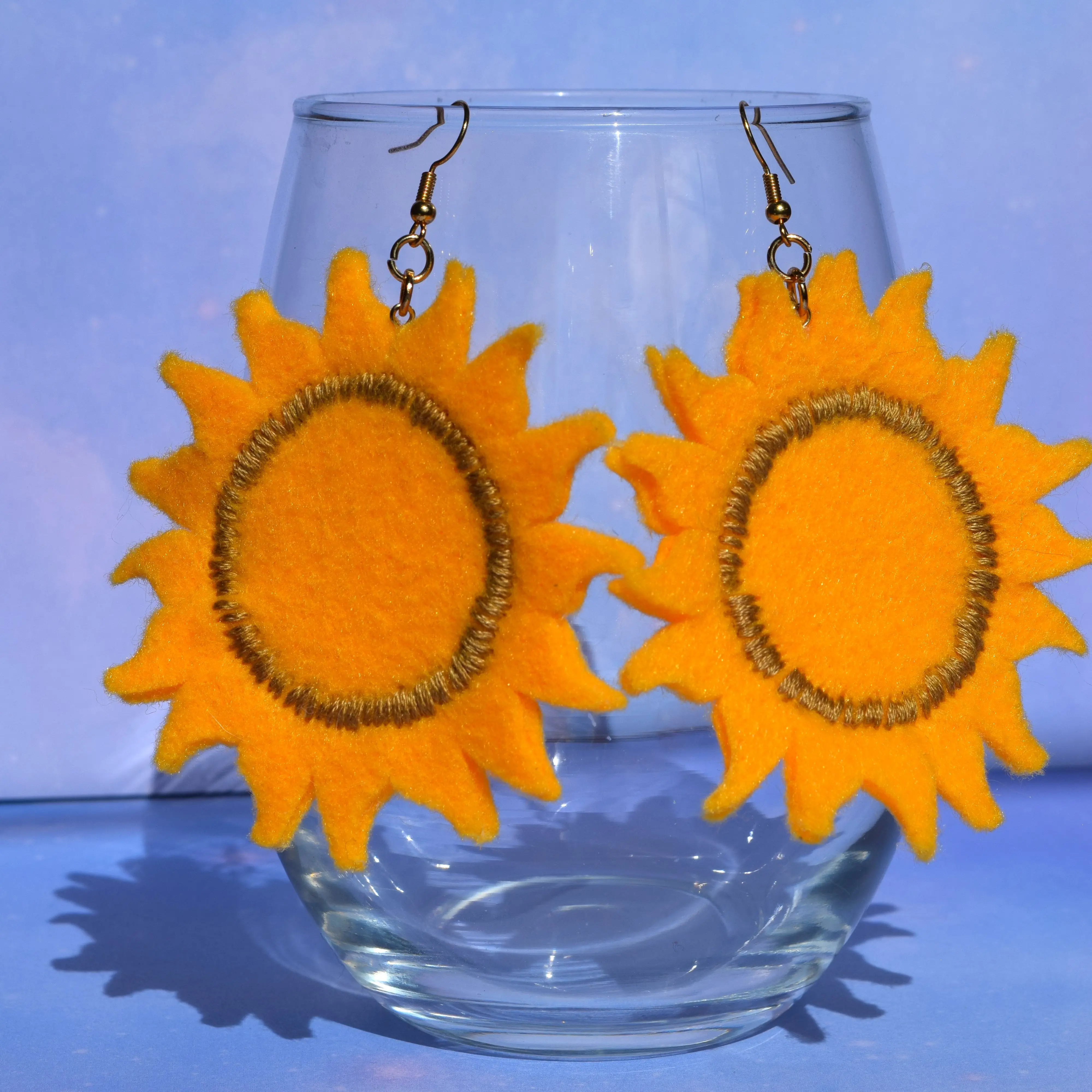 Shining Sun Felt Earrings