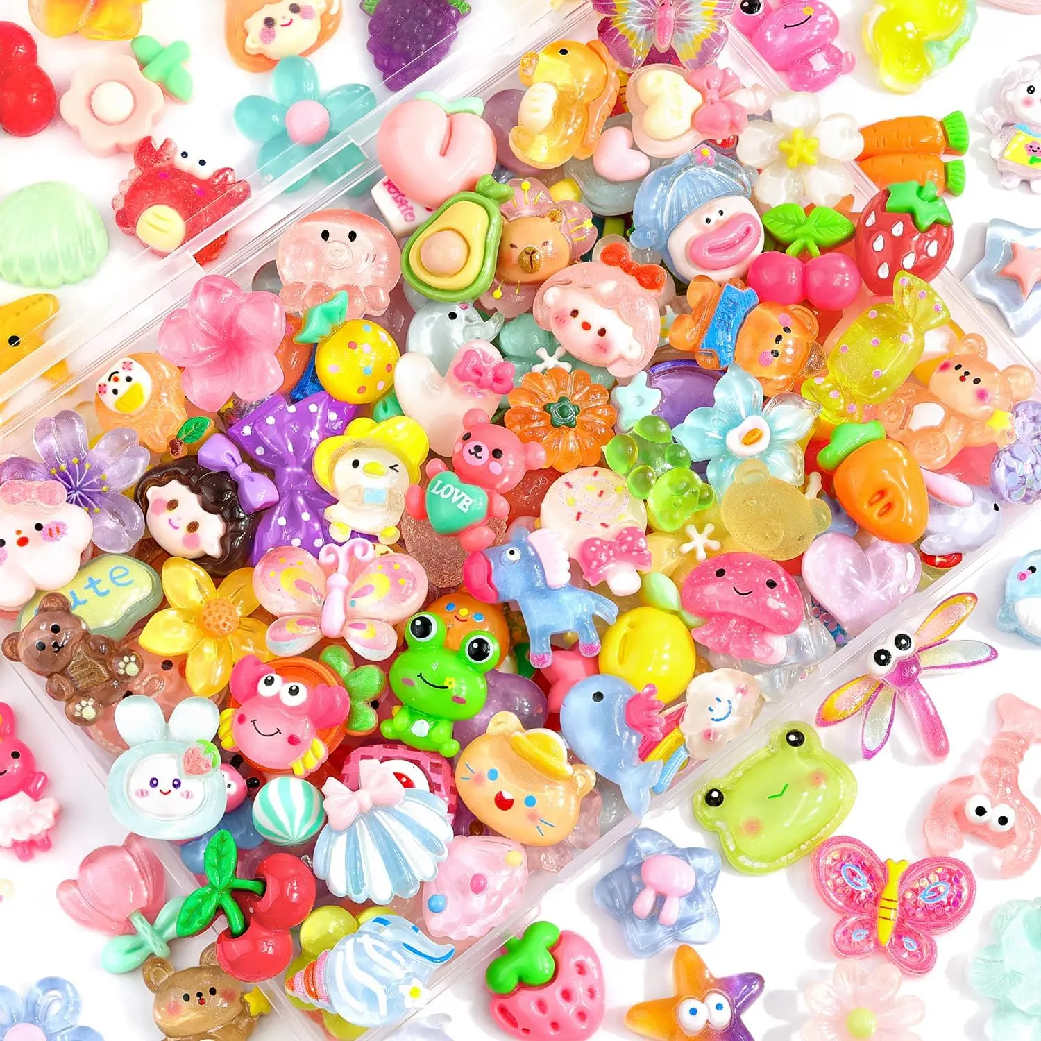 100PCS Slime Charms Cute Jelly Flatback Resin Charms For Slime, Random Kawaii Decoden Charm for Embellishments Phone Junk Case Charm Bulk, Scrapbooking Crafting & DIY Decor (Multicolor)