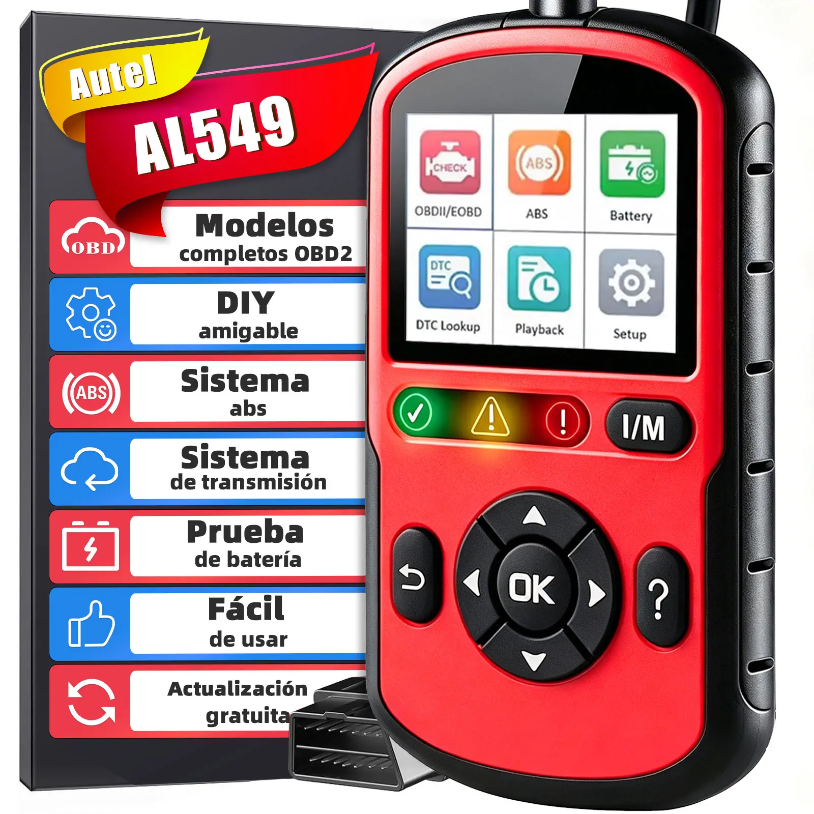 Autel OBD2 Scanner Autolink AL549, Universal Check Engine Code Reader with Battery Tester, ABS Scan Tool for 20 Brands, AL519 AL539 Upgrade Version, I/M Readiness Test, Vehicle Live Data Display