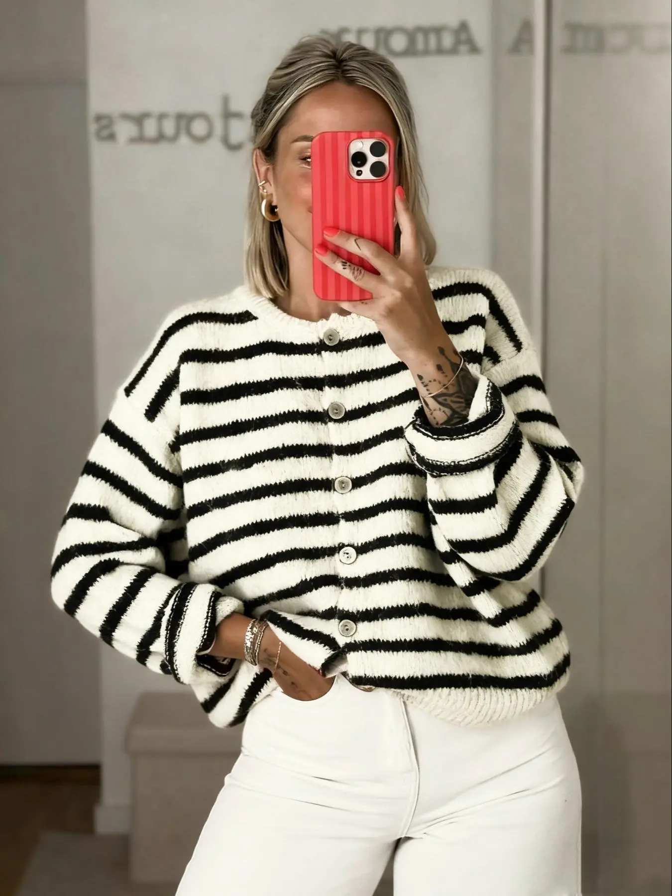 Women's Vintage Striped Cardigan Knitwear, Casual Daily Wear, Perfect for Dates & Shopping, Ideal for Spring/Autumn/Winter Seasons