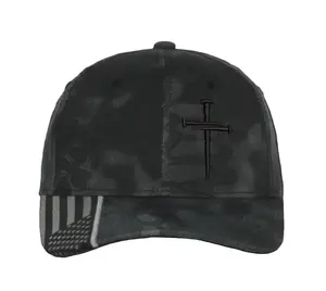 Christian Cross BLACK Sacred Nails Kryptek Typhoon Adjustable hat with FREE CHALLENGE COIN