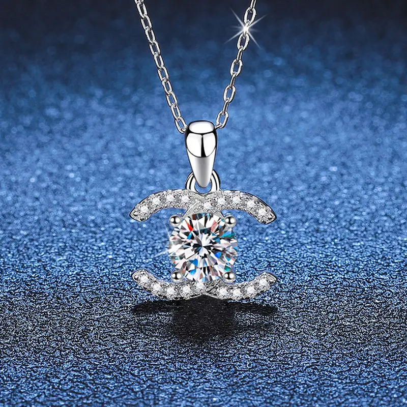 Silver 1ct moissanite necklace, women's minimalist pendant Fashionable, simple and versatile necklace J171