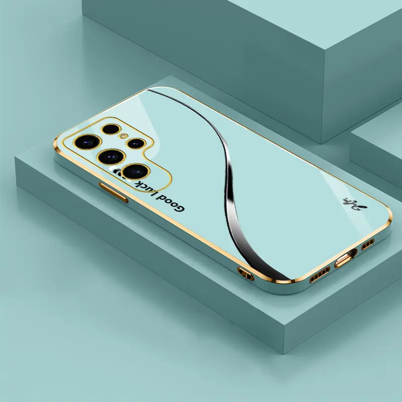 Galaxy S23 Ultra Smartphone Case, Affordable High-End Electroplating Silicone Cover with Silk Creative Business Design, Handheld Durability & Cellphone Protection