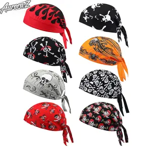 2Pcs /8 Pack Skull Pirate Print Do Rag Skull Caps | MotorcycleTok CyclingTok OutdoorTok Sweat Wicking Cooling Breathable Helmet Liner Bandana | for Men Biker Cycling Motorcycle Hiking Gym Outdoor Sports