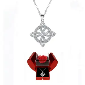 Celtic Knot Necklace for Women - Dainty Minimalist Layering Chain, Y2K Aesthetic Symbol Pendant, Unique Gift Idea.There are Five types of gift boxes to choose from