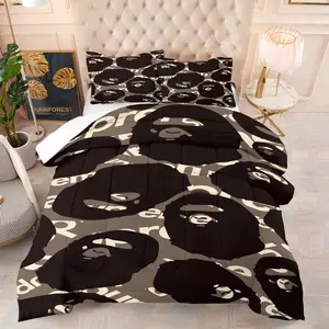 Camouflage Ape Head Pattern Bedding Set, Soft Adult Bedroom Decoration, Suitable for Giving to Friends and Family as Moving and Holiday Gifts, Includes 1 Bed Quilt and 1 or 2 Pillowcases Without Pillow Core