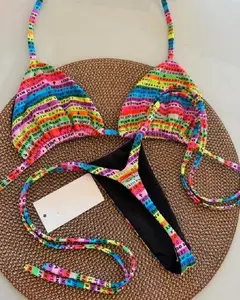 Letters Printed Colorful Mini Thong Bikini