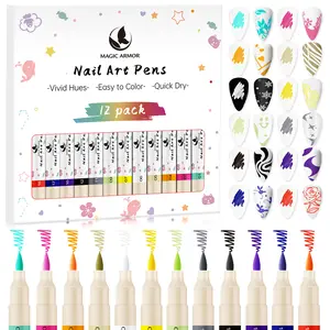 Nail Art Pens Set, 3D Acrylic Paint Nail Polish Pens for Drawing &Dotting, Quick-Dry Nail Art Markers with Fine Tip, Manicure Design Tools for DIY Nail Art at Home & Salon