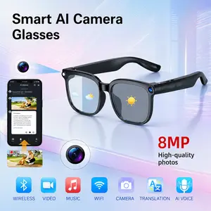 Smart Photochromic Smart Glasses - 8MP 1080P HD Recording Glasses, 160+ Languages Translation, Bluetooth Audio, UV Protection, Magnetic Charging, Hands-Free Photography, Memory, USB, Cycling, Travel Gift for Fathers