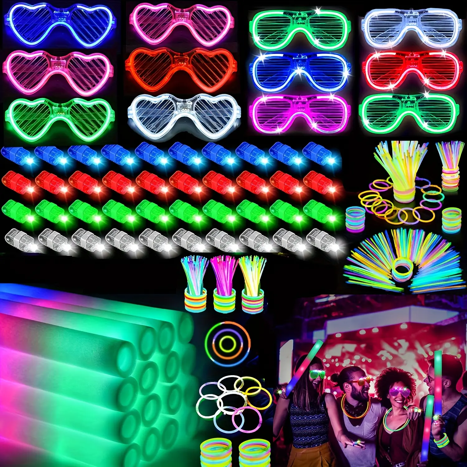 168 Pieces Party Set, Glow in the Dark Party Supplies, 16pcs Foam Glow Sticks + 12pcs Glasses + 40pcs Finger Lights + 100pcs Glow Sticks for Glow in the Dark Parties, Weddings, Concerts, Bars DJ's, Halloween, Christmas Parties, Camping