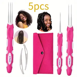 1Set Crochet Hooks with Ergonomic Handle, Braid Hair Locking Tool, 3pcs Dreadlock Crochet Needle 0.75mm for You to Weave and Design Your Own Hairstyles