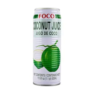 FOCO Thai Coconut Jelly Drink 520ml - Refreshing Coconut Juice with Coconut Pulp