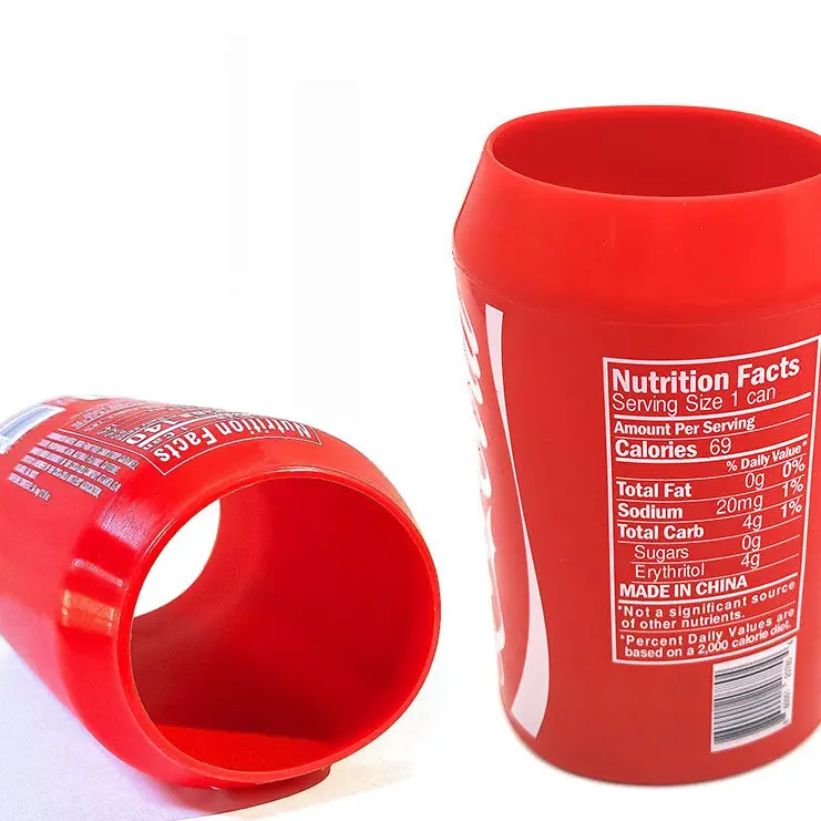 BEERSKIN Silicone Can Sleeve  - 2 Pack 12 oz (355ml)  Cover Hides Drink Can by Disguising it as a Can of Soda (Red) drinkware accessories