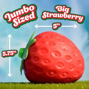 Oversized Strawberry Squishy Fidget (5") - Safe Durable Toy for Stress & Sensory Play
