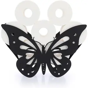 Toilet Paper Holder Metal Toilet Papers Storage Freestanding Decorative Toilet Paper Roll Holder or Stand Black Butterfly Toilets Paper Organizer for Table Counter Floor Wall
