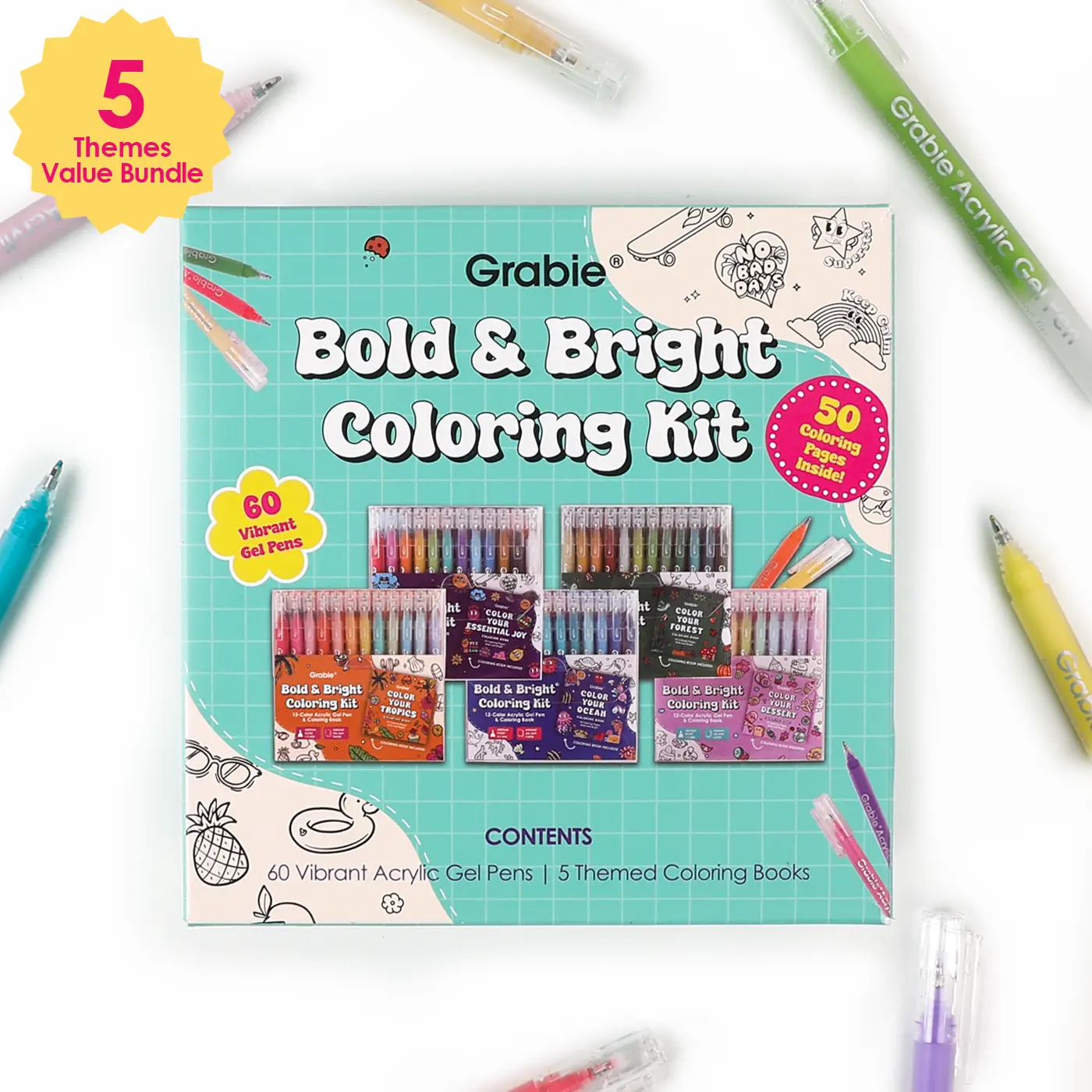 Grabie Bold & Bright 5-Themes Value Bundle Art Kits, DealsForYouDays, Colorful Marker Set, Multi Color Set, Bold and Highly Opaque Acrylic Markers