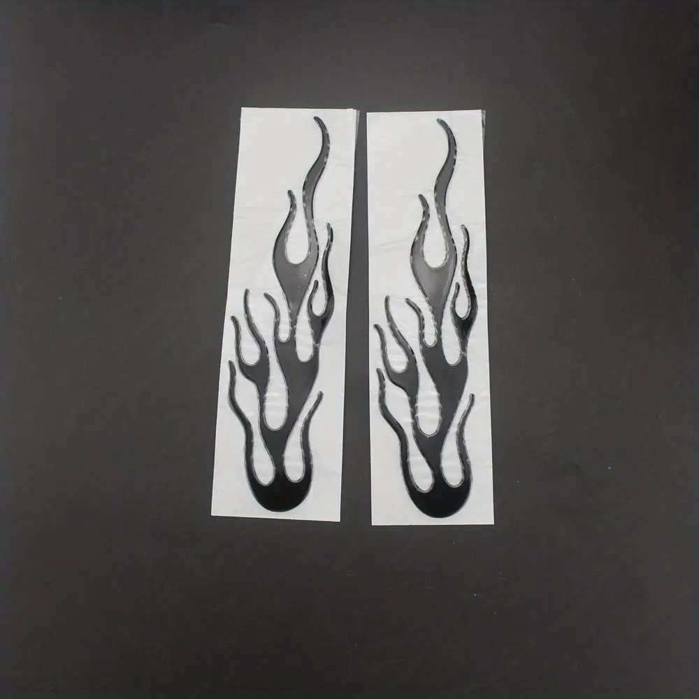 2PCS Universal Car Motorcycle Automotive 3D Flame Fire Reflective Sticker Reflective Vinyl Decal Cruiser Chopper Cafe Racer Old School Car Accessories