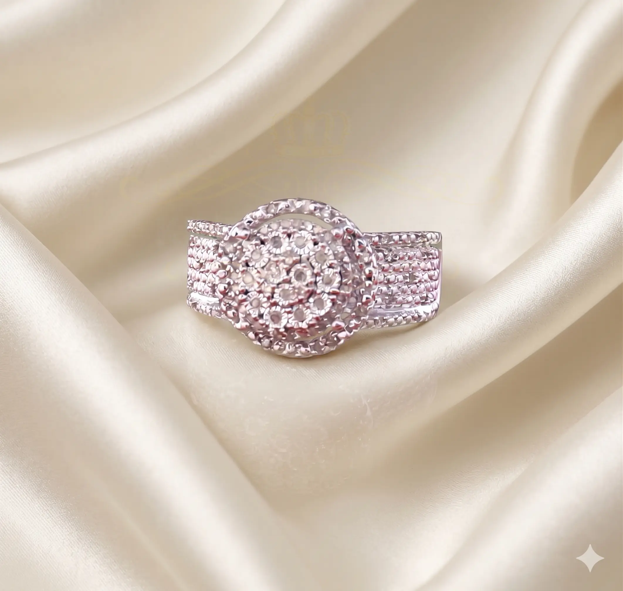 King Of Bling's White 925 Sterling Silver Ring with 0.33CT Real Diamond Womens Ring size 7