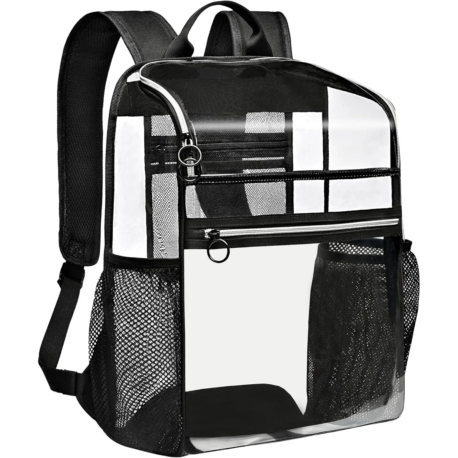 Clear Backpacks for School,17''Large Clear Backpack See Through Bookbag Heavy Duty Transparent Backpack for Boys Girls College Work,Black