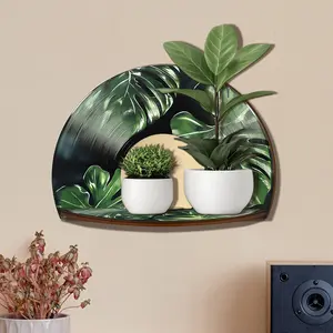 1pc Wooden Vinyl Record Wall Decor, Monstera Tropical Album Posters Wall Storage Rack, Boho Record Decor for Bedroom Living Room, Plant Lover Gift, Vinyl Decor Home Art Display Decoration