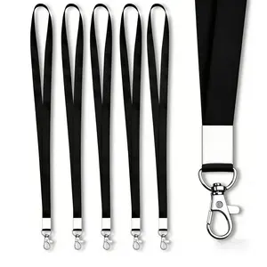 1/5/10PCS Badge Lanyard Classic Style 18.5inch Black Wear-resistant Work ID Holder Work ID Badges Access Cards for Office Workers Office Staff Daily Use  Lobster Clasp Company Employees