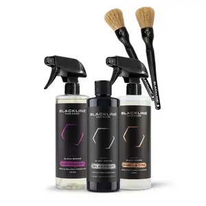 BLACKLINE Wheel & Tire Kit – Complete Wheel and Tire Cleaning Kit with Wheel Cleaner, Iron Remover, Tire Dressing, Brush, and Wheel Mitt