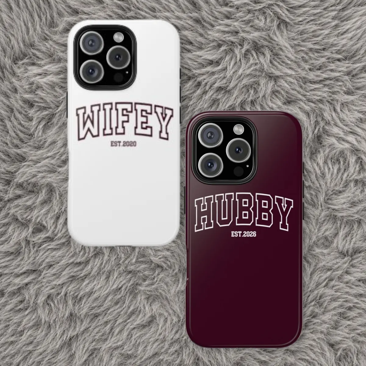 Matching Wifey And Hubby Phone Case, Cute Couple iPhone Case, Boyfriend Girlfriend Matching Cover, Romantic Anniversary Gift, Husband Wife Phone Accessory