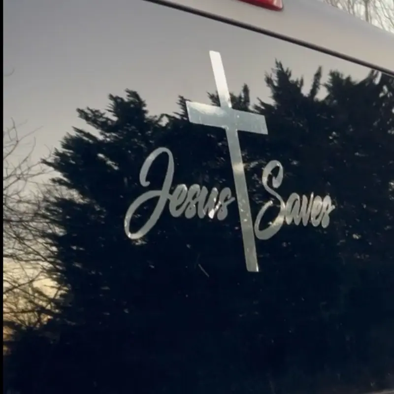 Jesus Saves Decal Banner Style Religious Decor for Home and Vehicle