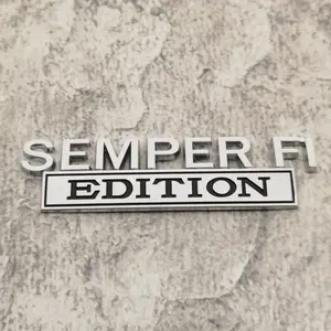 3D Metal SEMPER FI EDITION Car Emblem Badge Sticker, US Marines Always Faithful Car Decal, Waterproof Universal Auto Exterior Accessories for Truck SUV Pickup, Truck Decals, Automotive Decals, Chrome/Black/Red Optional