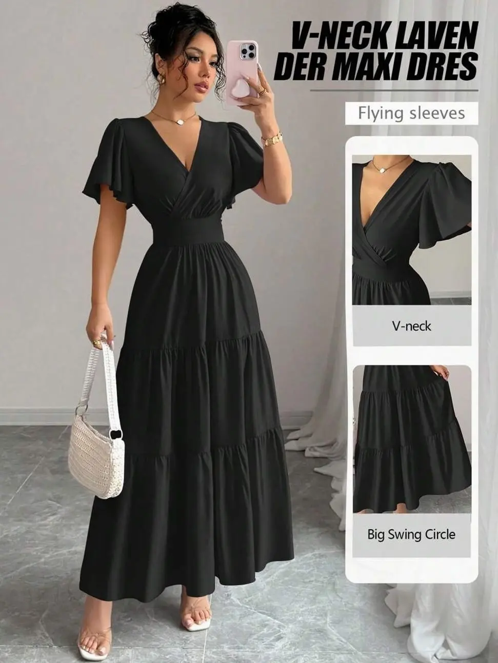Spring/Summer New Arrival French Elegant Cinched Waist High-Quality Purple Short Sleeve Dress