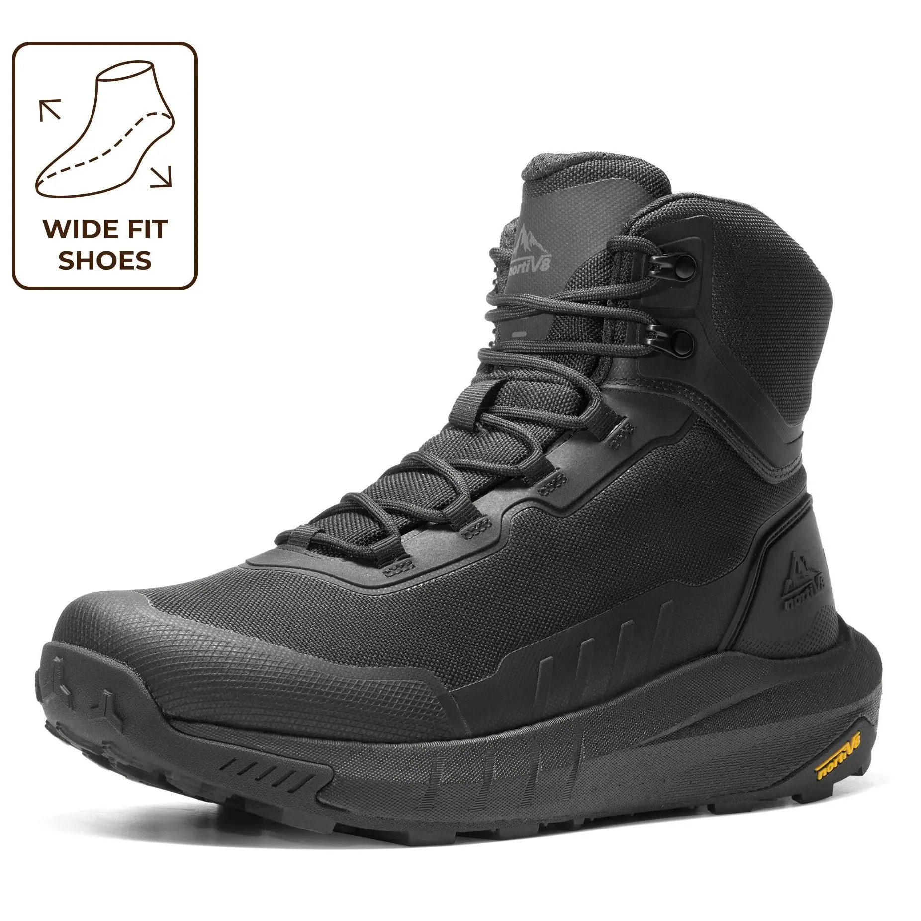 【Wide Feet】NORTIV 8 Men's Tactical Hiking Boot Lightweight Cushion Sole Boots for Work All Day Side Zipper Motorcycle Combat Military Boot Arch Support 8 Inches Terrascope Trekking Camping Shoes,summervibes tiktokshopspringglowup Bunion Shoes,summerwins