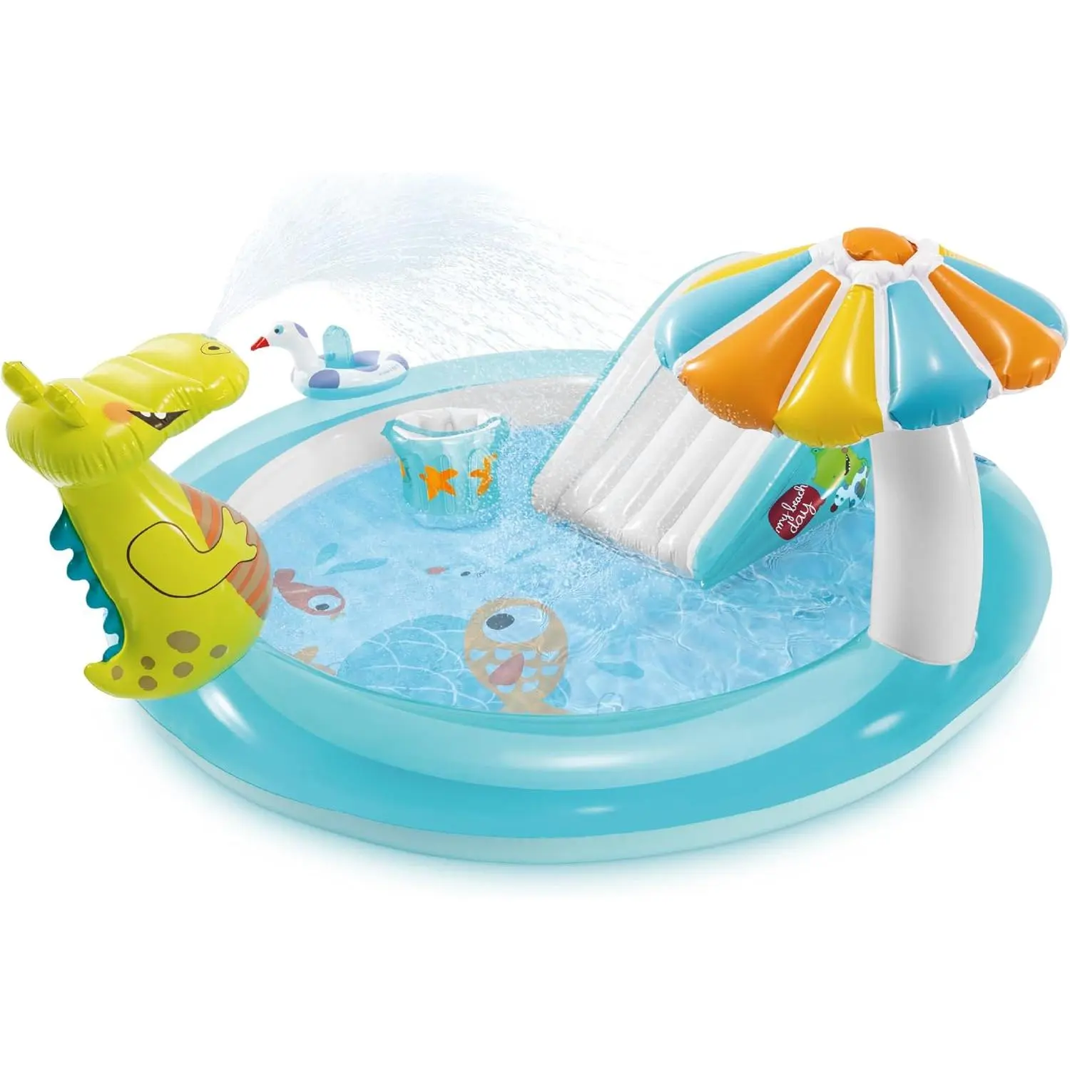 Gator 6.6' x 5.6' x 4" Outdoor Inflatable Kiddie Pool Water Play Swim Center