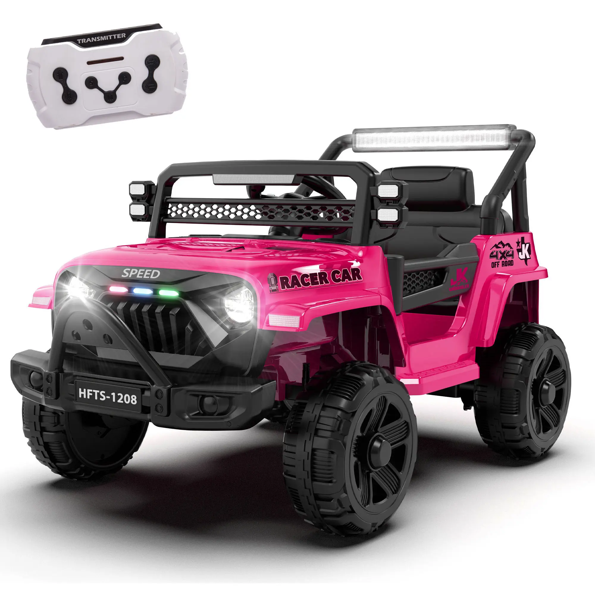 12V Battery-Powered Kids' Ride-On Electric Truck Trike with Remote Control, 4-Wheel Suspension, USB Bluetooth, Power Display, Lights for Boys & Girls