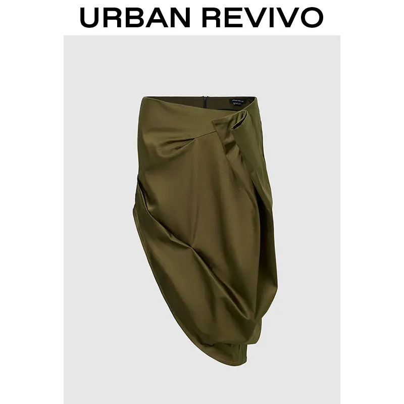 URBAN REVIVO Women's Irregular Balloon Cut Skirt - Chic Fit, Unique Silhouette, Comfortable, Elegant Spring Bottom Piece, Elegance-Focused, Stylish Women's Apparel (UWA550001), Style, Women's Clothes, Asymmetrical Cut Skirts