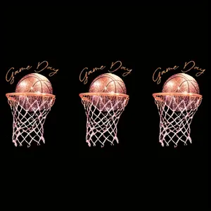 3 Pcs Gold Basketball Game Day Iron on Decals Reusable Vinyl Patches for Clothing Tshirts Jeans Backpacks DIY Sports Fan Gear Accessories