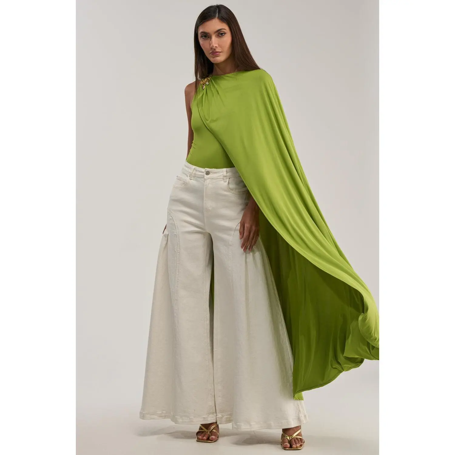 NOT YOURS CAPE BODYSUIT IN CHARTREUSE