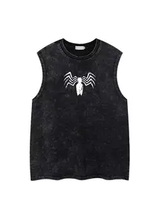 Men Women Spider-Man Graphic Print Round Neck Vest Summer Casual Loose Fit Sleeveless Top, Trendy Streetwear Fashion Design, Menswear
