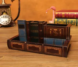 Vintage Book-Themed Wooden Pen Holder - Elegant Desk Organizer for Pens, Pencils, and Office Supplies