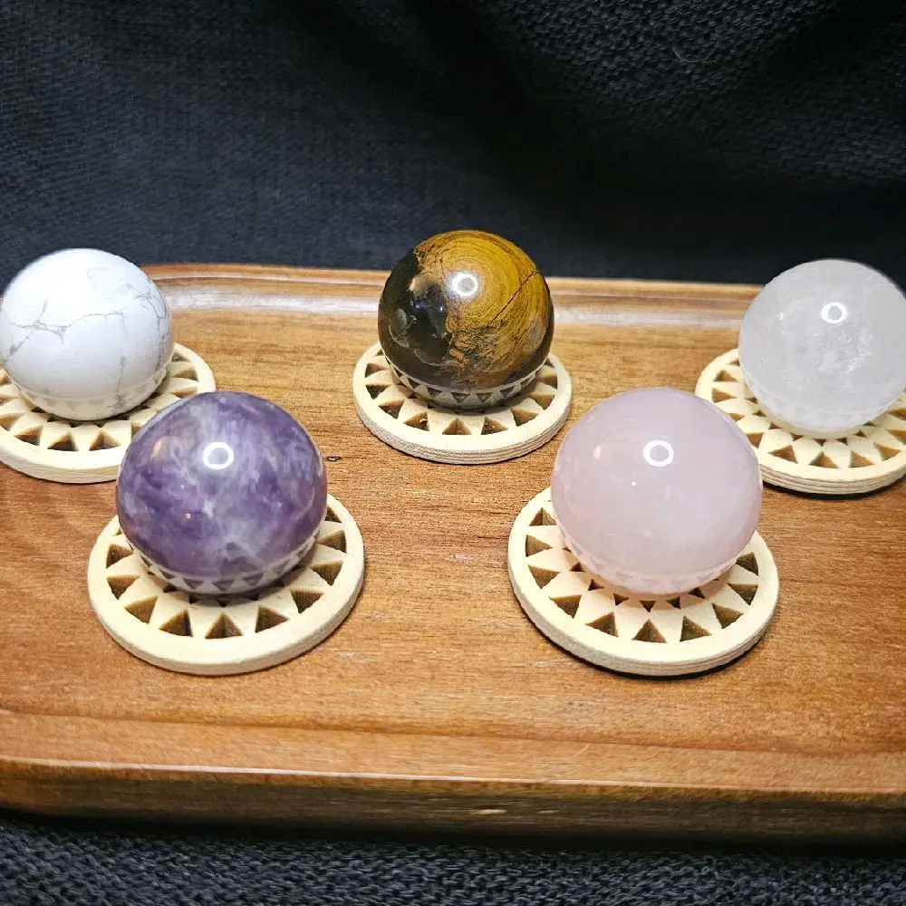 Random Crystal- Mini Sphere with Wooden Stand