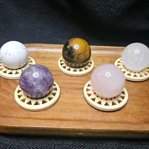Random Crystal- Mini Sphere with Wooden Stand