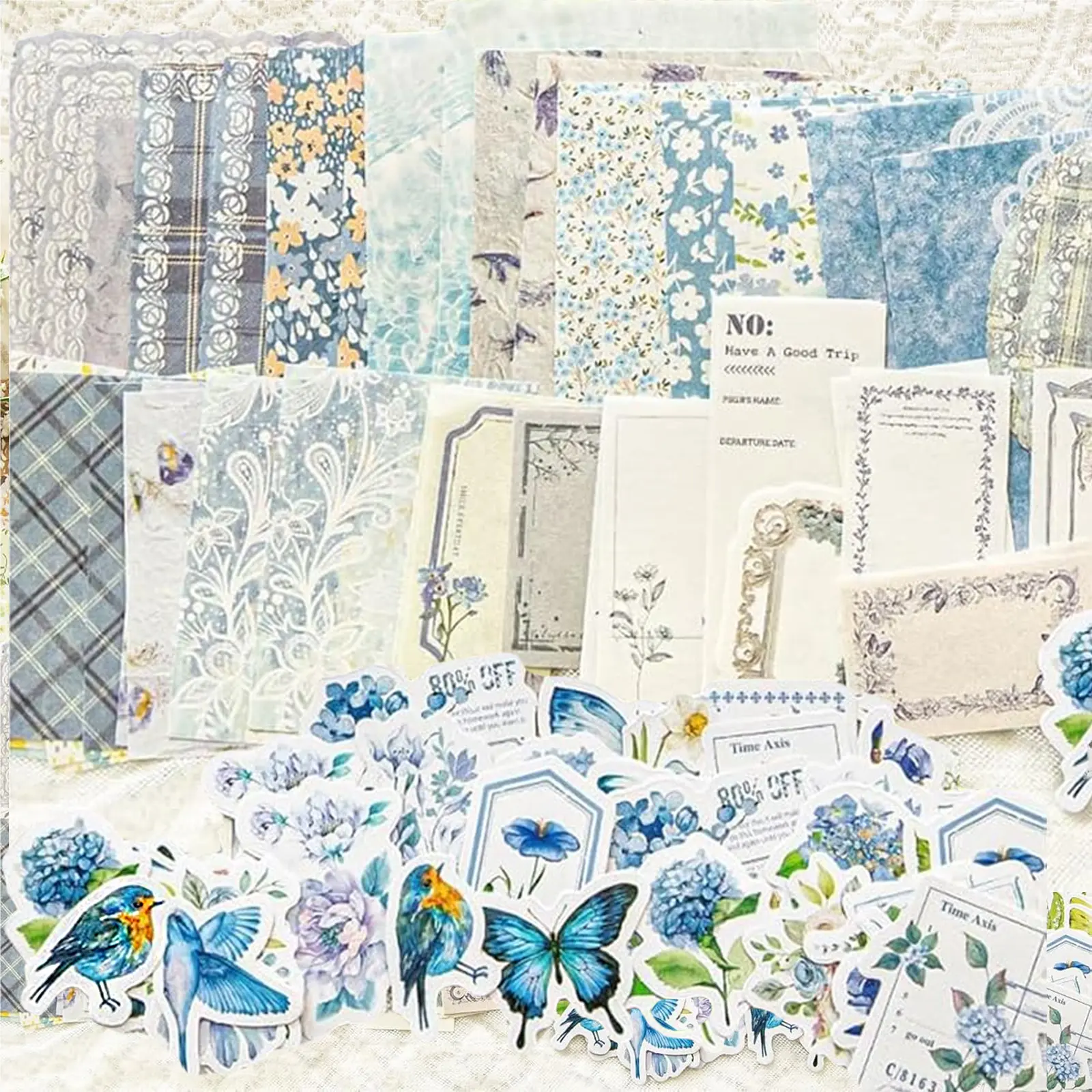 100PCS Vintage Floral Scrapbook Supplies, Paper Stickers Memo Set for Decorative Craft Journal Supplies for Junk Journal, DIY, Planner, Bullet Journal