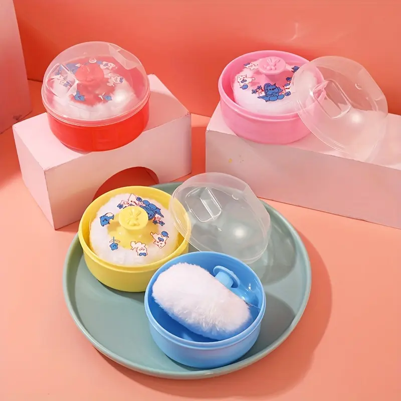 Flocking Powder Puff Set with Storage Box - Soft, Portable Makeup Powder Beauty Tool for Cosmetics Application