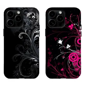 Gothic Dark Floral Phone Case|Pink & Black Abstract Floral Phone Case For iPhone 17 Pro Max 16 15 14 13 12 11 for Samsung S21 S22 S23 S24 S25 S26 Phone Case|Tough Phone Case|gift for him for her|Best Gift