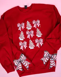 Side Bows Cakes and Bows Sweatshirt  PREPPY BOWS CHRISTMAS 2024